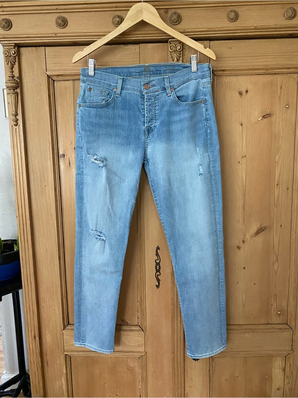 7 For All Mankind Light Wash Slim Straight Jeans